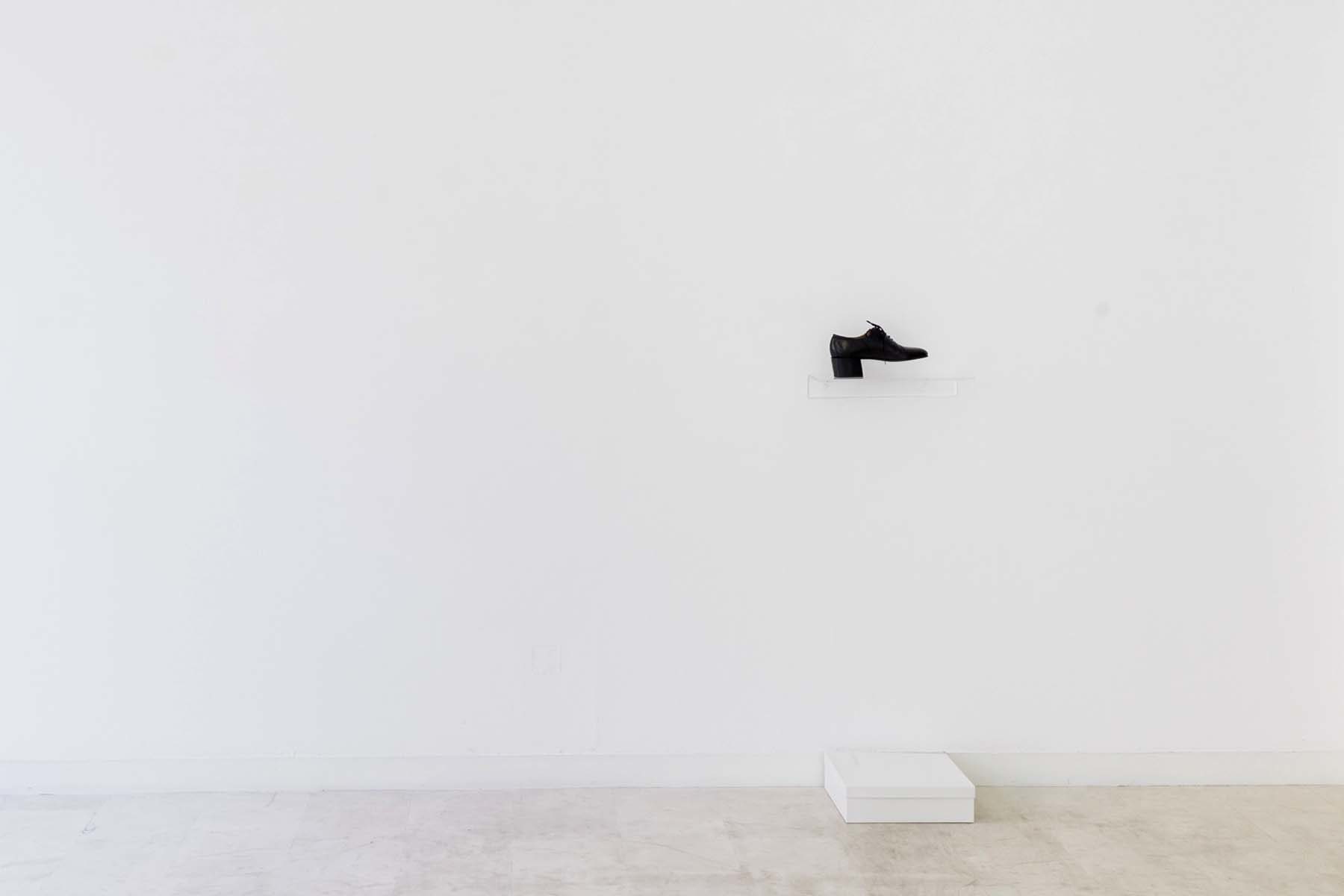 G. Morbin, Belvedere, 2009, handmade man black leather shoes #43 “classico modello”, box, environmental dimensions