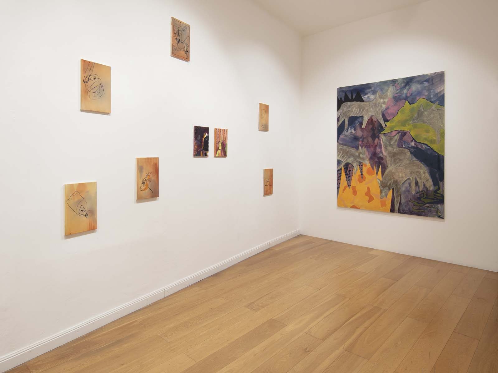 Eliel David Pérez Martínez, Huir del destino, 2023, installation view, Wizard Gallery, Milano, ph. Antonio Maniscalco