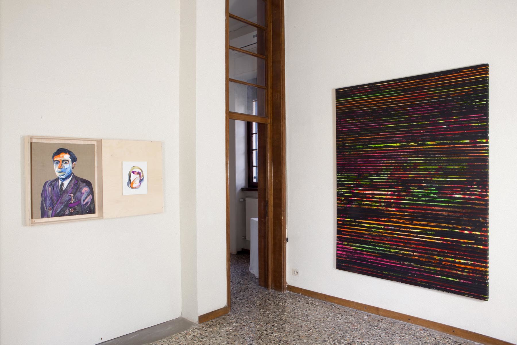 Graffiare il presente, vista della mostra (M. Fato, P. Bini), Casa Testori, Novate Milanese