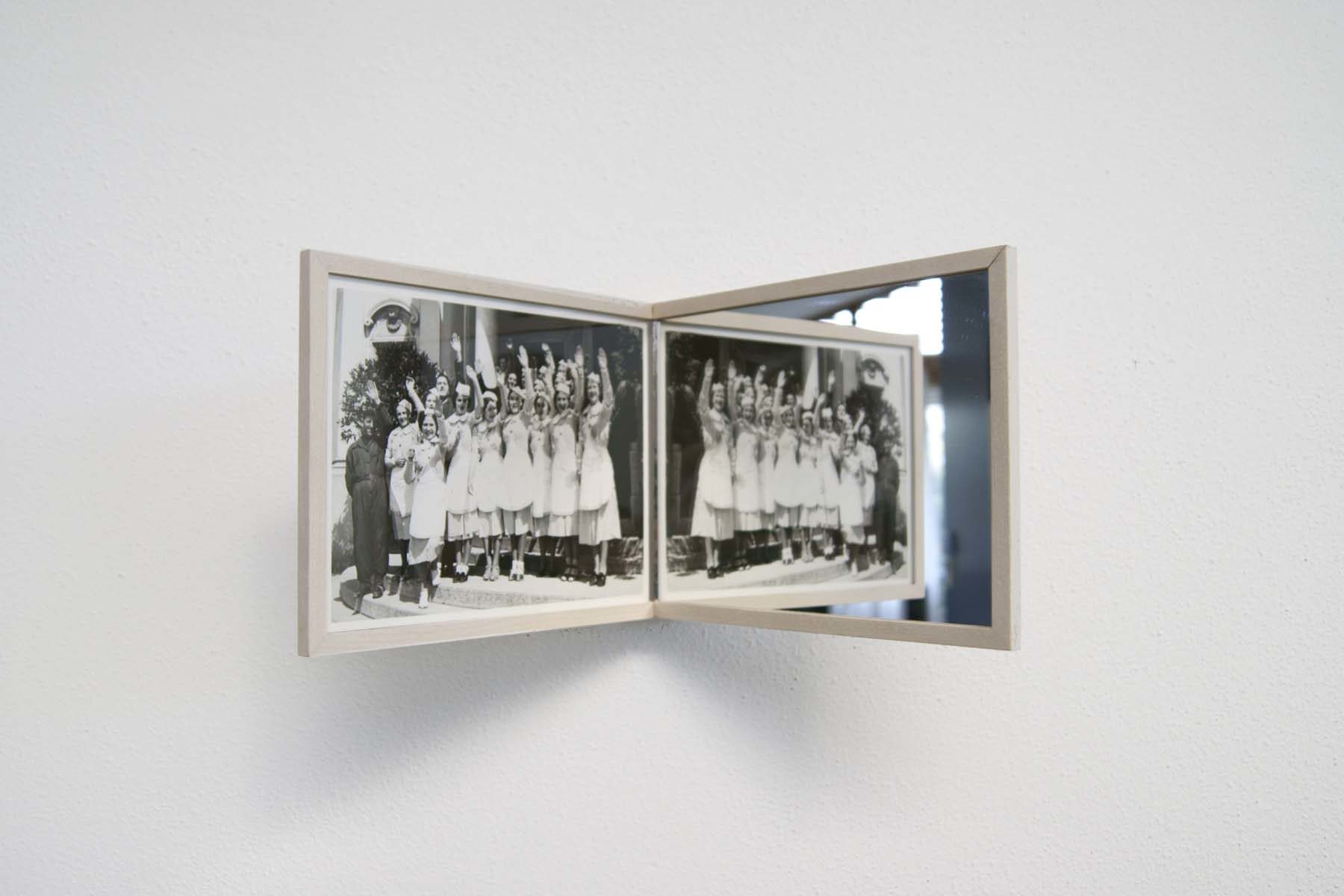 G. Morbin, On-Off, 2014, vintage photo, mirror, 17 x 26.2 x 14.8 cm