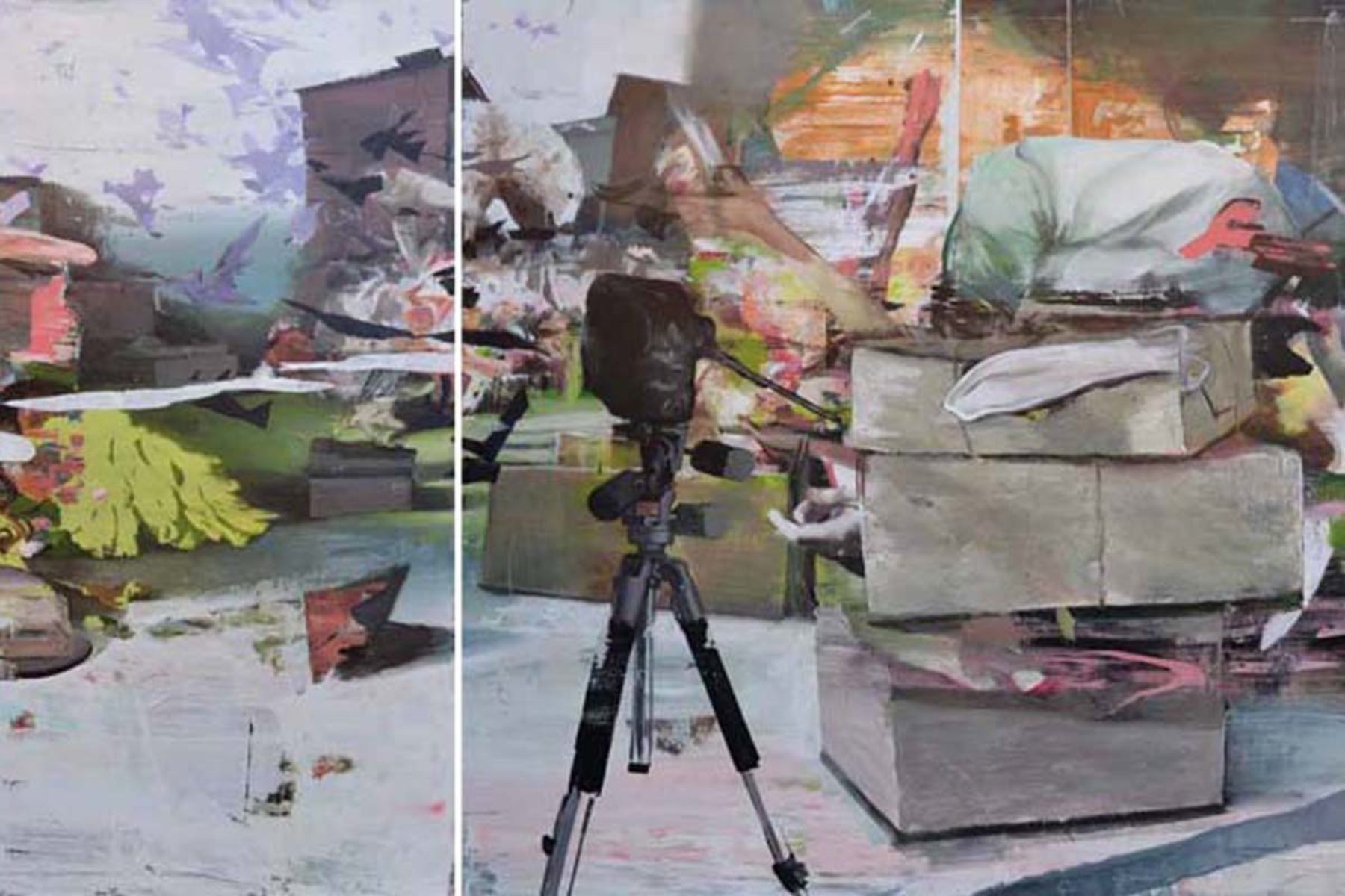 Giuseppe Gonella, The paradox, 2010, acrylic on canvas, 150 x 150 cm, 150 x 200 cm (diptych)