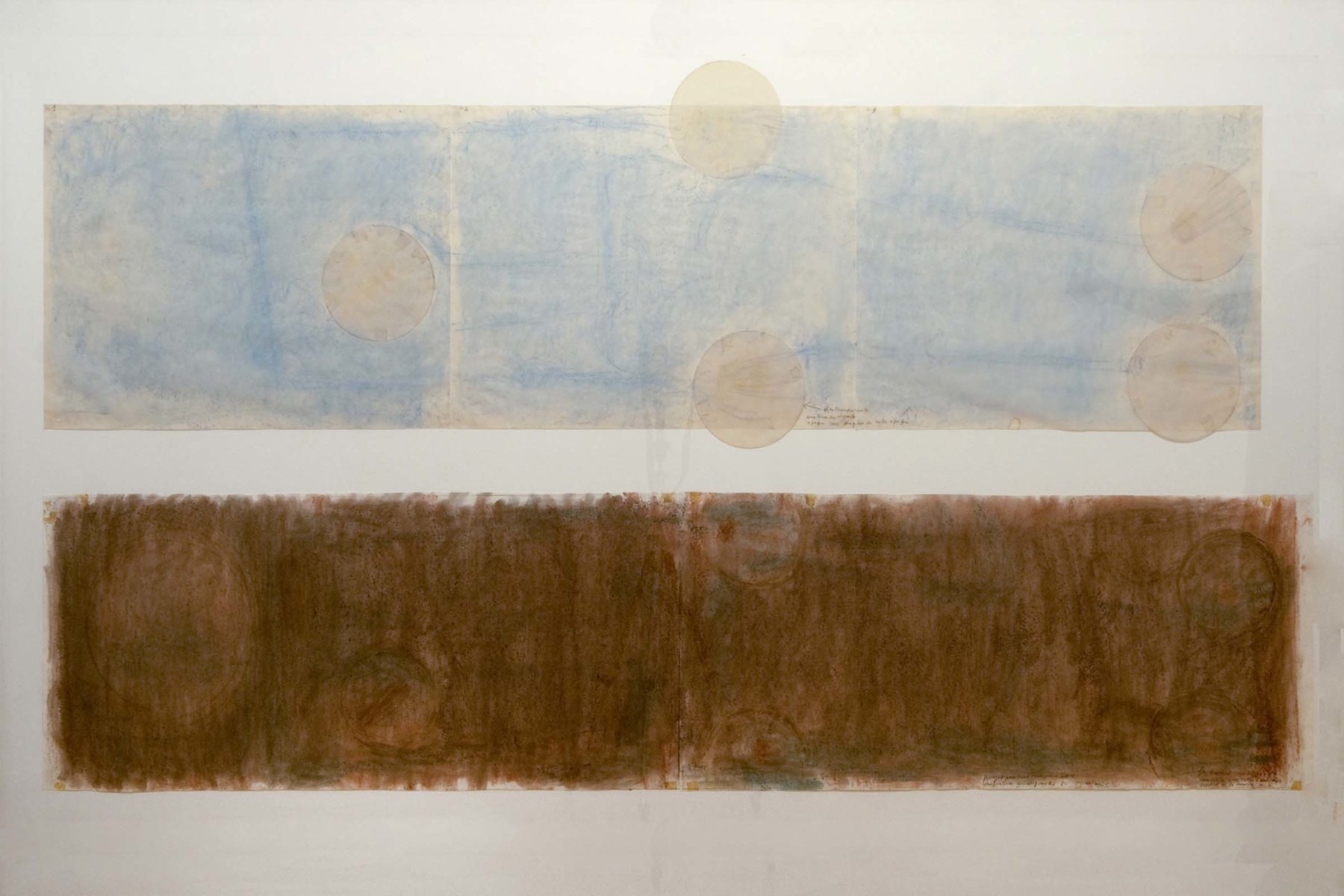 Gina Pane, Project for San Francesco d’Assisi, 1985, pastel and collage on paper, 122×211 cm