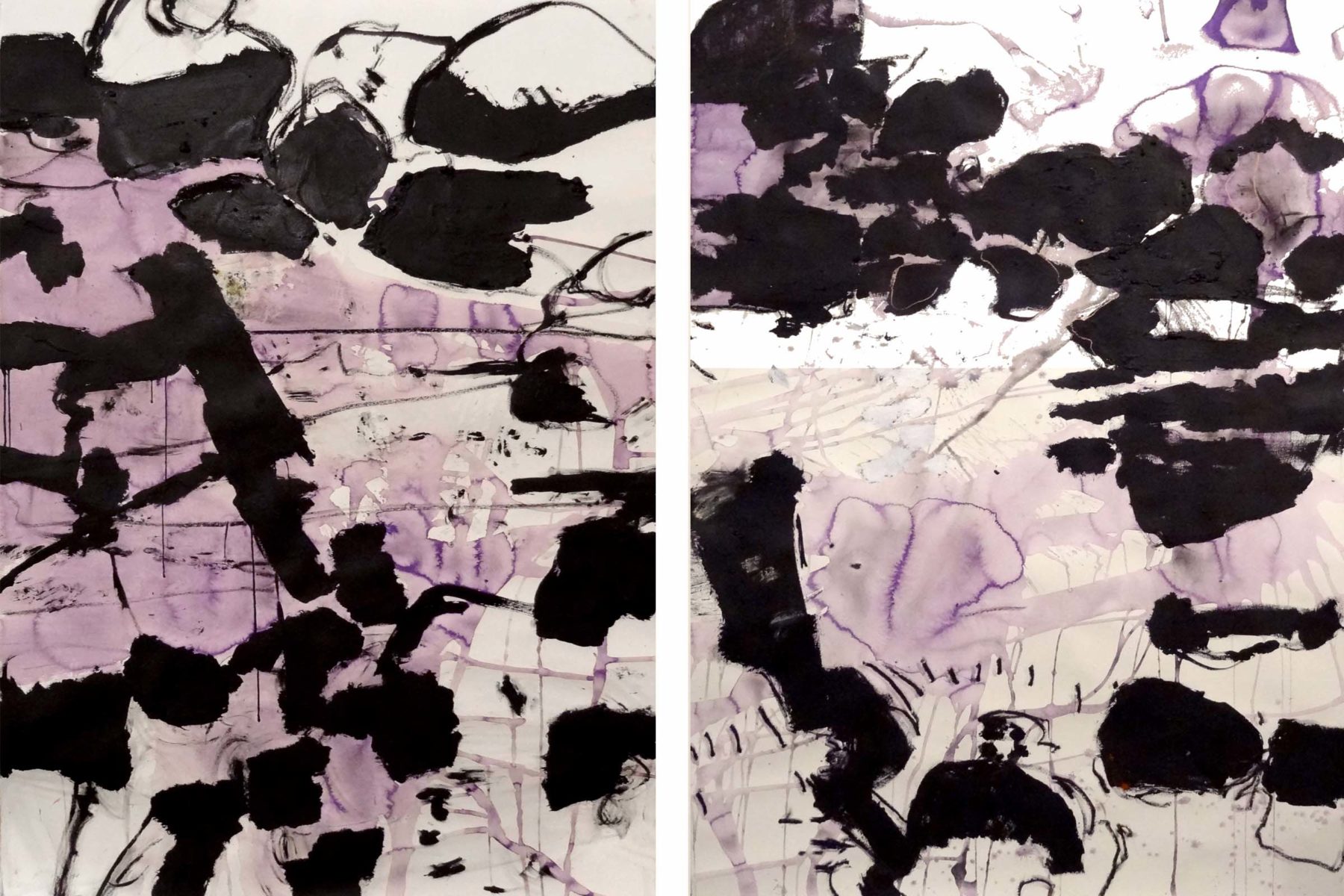 Giovanni Frangi, Japan, 2012, primal and pigment powder on paper, 125 x 210 cm each