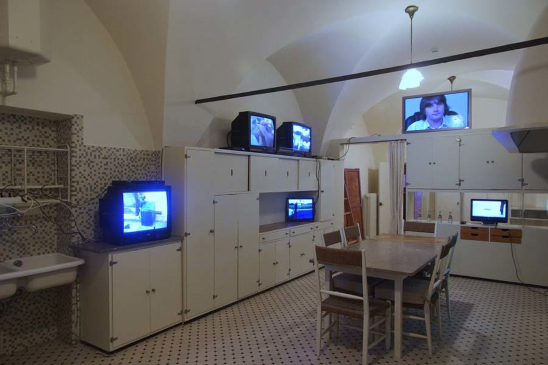 Ivan Moudov, Old Videos on Old Monitors, 2013, installation, videos, TV, dvd players