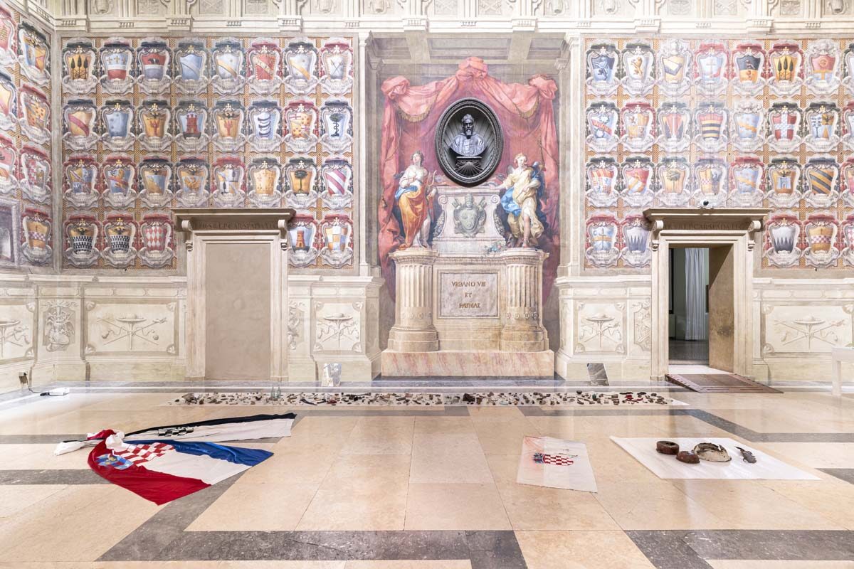 Slaven Tolj, Craquelure. Pavo and me, 2023, installation view, Palazzo d’Accursio, Bologna, ph. Nico Covre