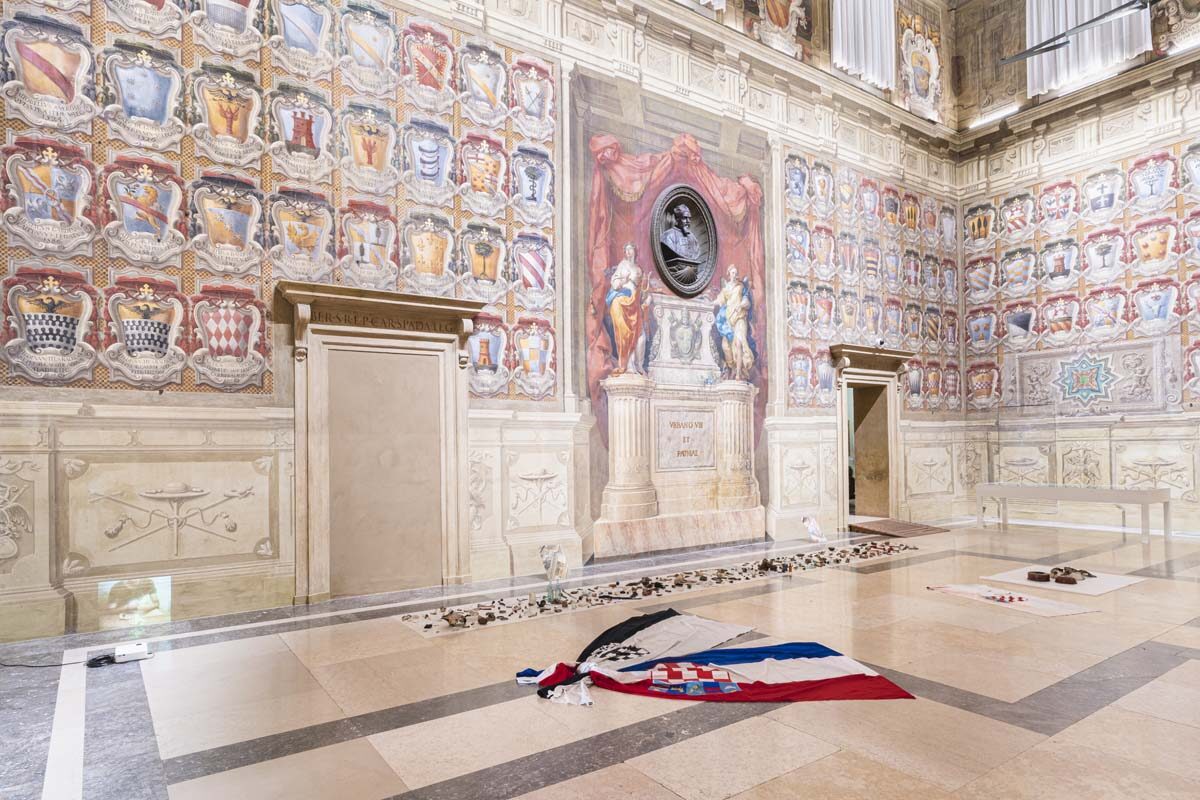 Slaven Tolj, Craquelure. Pavo and me, 2023, installation view, Palazzo d’Accursio, Bologna, ph. Nico Covre