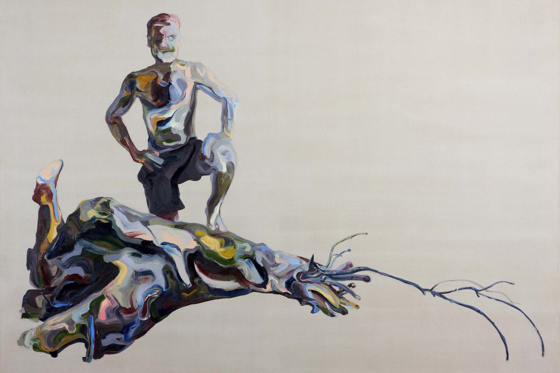 Matteo Fato, Untitled With Wood, 2012, oil on linen, 219 x 163 cm