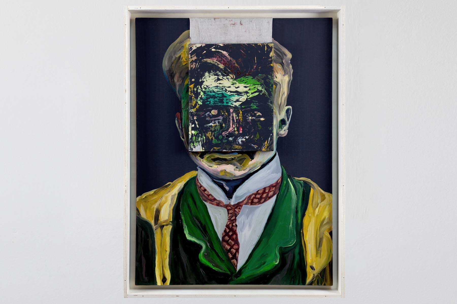 Matteo Fato, Untitled (portrait of Hermann Rorschach 1884-1922), 2013, oil on linen, case for transport in plywood, 100 x 70 cm