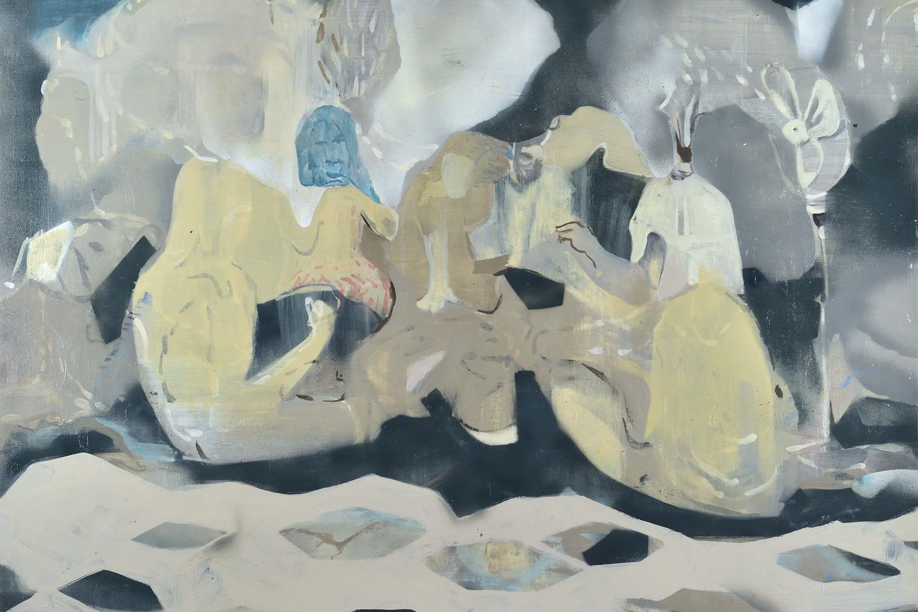 Raffaele Santillo, Notte al castello, 2016, tecnica mista su tela, 80 x 100 cm